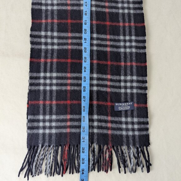 BurberryBlue Scarf  – Unisex Cashmere Check – Used – Soft Luxury Winter Wrap - Picture 6 of 7